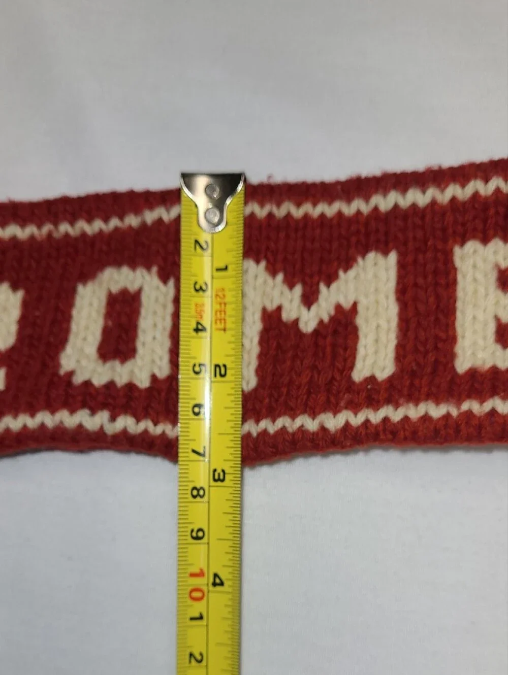 Vintage Abercrombie & Fitch burgundy knit headband with cream logo fleece lined